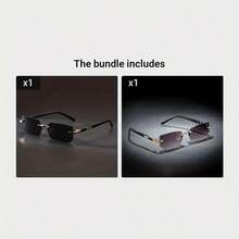 1 Piece Of Men's Frameless Y2K Fashion Glasses, Suitable For Summer Matching - màu đen - Xem 6