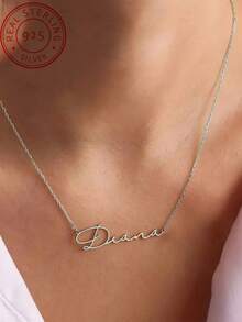 A S925 Silver Minimalist Personalized Customized English Name Pendant Necklace, Fashionable Women's Autumn And Winter Sweaters And Suits, Unique And Meaningful Gifts, Warm And Unique Accessories Jewelry