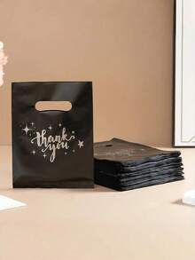 10/50pcs Rose Thank You Gift Bags, Plastic Bags For Small Business, Shopping Bags, Ideal For Festival, Birthday, Party Favors, Wedding Gift Packaging, Suitable For Gifts, Parties, Shops, Boutiques, Etc.