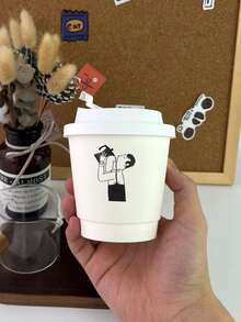 25 sets de 330ml de vasos desechables de papel para café pintados a mano en - Blanco - Ver 8