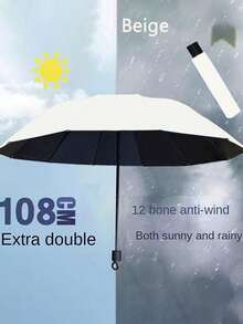 Extra Large 12 Ribs Black Windproof Waterproof Folding Umbrella For Business Men's & Women's Travel, Reinforcement Umbrella For Both Rainy And Sunny Day For Windproof Travel Umbrella, Aluminum Shaft, Auto-Black, Lightweight, Strong UV Protection, Foldable, Compact, Portable, Auto Open, Rainproof, Sunshade Umbrella For Women Umbrella Rainproof Windproof