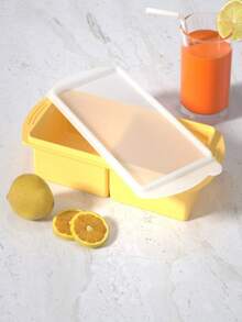 Silicone Freezer Tray With Lid - Silicone Freezer Food Molds- Large Ice Cube Tray,Silicone Freezer Container,Freeze & Store Soup, Sauce, Broth,Leftovers - Makes 4 Perfect 1 Cup