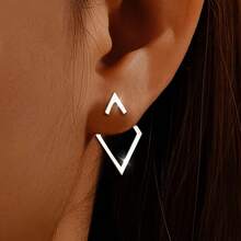 Brincos de losango  geométricos elegantes para mulheres, banhados a ouro 18K ou prata 925,não desbotam facilmente, hipoalergênicos - Prata - Visão 4