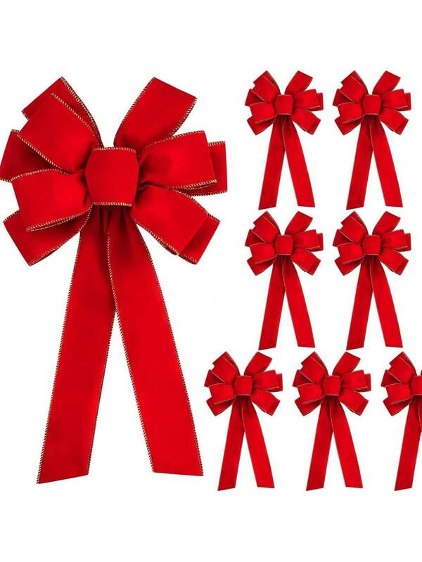 1pc Red Christmas Bows Outdoor Decorations, Christmas Tree Topper Bow, Velvet Wreath Bow For Xmas Home Front Door Decor, Scene Decor, Festivals Decor, Room Decor, Home Decor, Theme Party Decor, Christmas Decor Christmas Decorations Winter