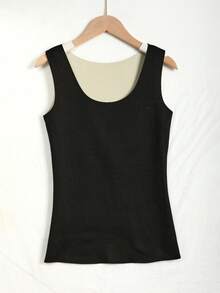 Women's Warm Reversible Thermal Lined Tank Top, Solid Color Comfortable Sports Undershirt