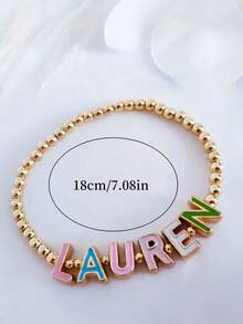 1pc Customized Vintage Letter Text Name & Blessing Ceramic Beads Stacked Bracelet Set, Suitable As Valentine's Gift For Women, Comes In Gift Box With Blue & White Ceramic Letter Disc Beaded Elastic Bracelet, Retro Fashion High-End Accessory