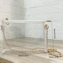 Transparent Chain Shoulder Bag Jelly Bag Portable Crossbody Bag Stadium Approved 12*12*6 Clear Transparent Purse Bag For Concerts Sports Events Festivals - 無色 - 查看 2