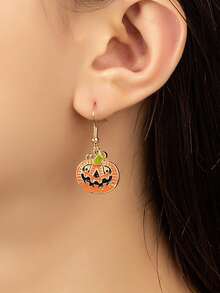 1 Paar Öltropfen Spinnen, Schwarze Katze, Totenkopf, Kürbis Ohrringe zum Anhängen