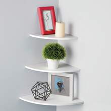 1/3pcs Floating Corner Wall Shelves, Corner Shelves, Shelf Units And Storage, Rustic Wood Wall Mounted Display Racks For Living Room, Bedroom, Bathroom, Kitchen, Home Office Decor, Space Saving Round Design For Home And Garage Storage And Organization - Black - View 9