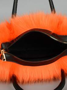 Furry Shoulder Bag For Women Fuzzy Faux Fur Large Tote Handbag Cute Soft Fluffy Purse Fluffy Women's Handbag Soft Faux Fur Cute Women's Fur Bag Suitable For Shopping And Traveling Women's Faux Fur Shoulder Handbags Tote Bag Satchel Furry Purse For Women, Faux Fur Bag Y2k Purse Fluffy Tote Bag Fuzzy Crossbody Handbags - 橘色 - 查看 7