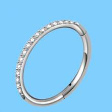 1 pieza Aro de titanio sin costuras ASTM F136 con piedra de zirconia cúbica 5A - Anillo de nariz, septum, cartílago para mujer/hombre, joyería corporal hipoalergénica adecuada para regalos de cumpleaños, San Valentín, Navidad