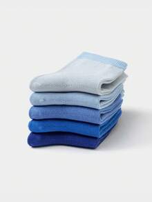 Balabala 5 paquetes de calcetines escolares hasta la pantorrilla para niños - tinte azul - Ver 2