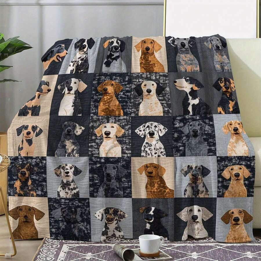 Super Soft Cute Dachshund Prints Flannel Printed 3D Blanket, As Birthday Gifts, Family, Wedding, Souvenir Blankets, Polyester Blankets Suitable For All Seasons, Washable, Machine Washable, Lightweight, Breathable, Comfortable, Warm, Unique, 280gsm For Him, Her Personalized Ideal Gifts For Her, Him, Family, Boyfriend, Girlfriend, Father, Family, Mother, Lover, Daughter, Son, Grandfather, Grandmother, Friend, Classmate, Pet.   Perfect Nap, Camping, Travel, Home, Daily Life, Office Decoration, Birthday, Anniversary, Valentine's Day, Thanksgiving, Christmas, Halloween, Mother's Day, Father's Day, Wedding, New Year Gifts ,Sofa,Bed,Car,Bedroom,Living Room,Office,  Outdoor Camping, Beach,Wall Decoration - 多色12 - 查看 1