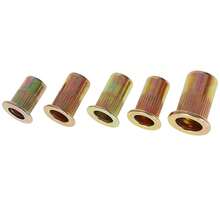 150-Piece SAE Carbon Steel Rivet Nut Kit - Flat Head Threaded Inserts Assortment (6-32/8-32/10-24/10-32/1/4-20) For Automotive & Industrial Use - Gold - View 9