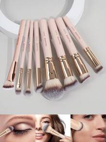 MAANGE 5支/6支/8支装面部化妆刷套装，3支化妆刷+2个三角粉扑，粉底刷，遮瑕刷，柔软刷毛，适合化妆工具，旅行装，圣诞礼物，化妆刷套装，化妆刷套装，化妆刷组合，化妆刷套装，全套化妆工具，化妆刷套装，化妆刷礼盒
