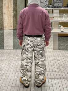 垃圾摇滚哥特 Y2K 风格男士时尚休闲街头宽松个性青年运动学院直筒休闲迷彩牛仔裤 - 彩色 - 查看 6