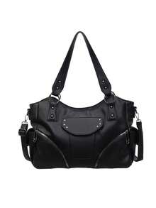 Large Capacity Solid Color Women's Shoulder Bag, Fashion Ladies Handbag With Roomy Space, Personalized Shoulder Crossbody Bag, Suitable For Daily Use, School, Outing, Shopping, Gift, Travel, Commuting - Black - View 7