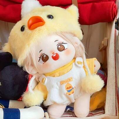 20厘米小鸭嘎嘎叫和小鸡跑酷棉质娃娃服装，非属性娃娃可替换服装套装，可与不同的娃娃装扮搭配，是送给女孩最好的朋友、家居装饰、生日派对、创意礼物和活动/生日礼物的完美礼物。