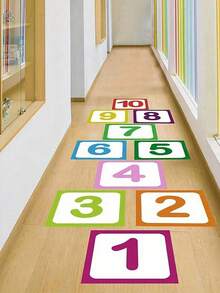 10 Stücke/Set Lebendige karierte digitale Bodenaufkleber - wasserdicht, selbstklebend, abnehmbar, leicht zu reinigen - perfekt für Hüpfburg und Heimdekoration, Größe: 20cm*20cm