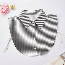 1 chiếc cổ áo có thể tháo rời họa tiết sọc cổ điển dành cho nữ, đa năng khi đi làm và đi học, dùng để mặc trang phục và trang trí Giáng sinh - cổ áo giả sọc - Xem 18