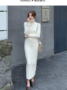 Women Sweater Dresses - Putih - View 2