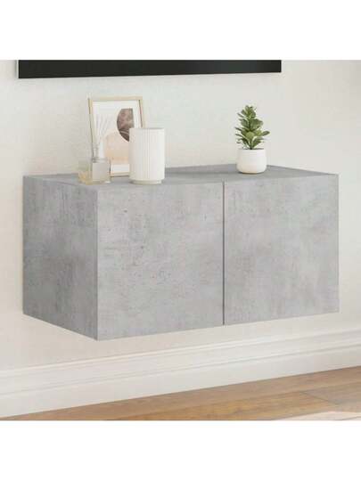 VidaXL TV Wand Unit LED Lighting 60x35x31 Cm Concrete Grijs