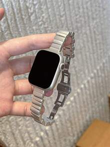 1条不对称金属表带，兼容 42mm、38mm、40mm、41mm、44mm、45mm、46mm、49mm直径，时尚智能手表替换表带，适用于Series Ultra2、Ultra SE2、SE 11、10、9、8、7、6、5、4、3、2、1，男女通用