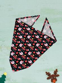 5pcs Christmas Pet Bibs, Single Layer Dog Bandanas With Christmas Tree & Snowman Prints