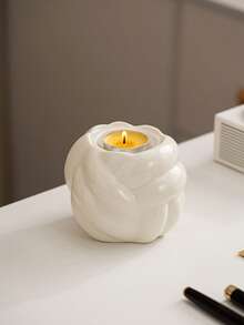 1pc Ceramic Christmas Candlestick, Candle Holder, Suitable For Gifts, Parties, Holidays, Home, Hotel, Restaurant Decor