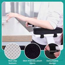 2pcs Memory Foam Armrest Covers, Thick Elbow Pads Suitable For Office Chair Armrests, Gaming Desk Chairs, Wheelchair Forearm Pressure Relief (Black) - Black - View 5