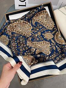 1pc 70cm Paisley Print Faux Silk Bandana Scarf, Women's Classic Cashew Pattern Silky Headband, Neck Scarf, Suitable For Daily Use For Dress - Multicolor - View 3