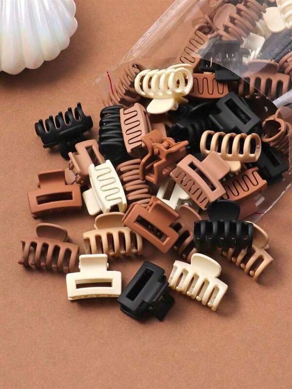 10/20 pièces Mini Pinces à cheveux ornées de Plumeria pour cheveux épais, épingles à cheveux antidérapantes pour femmes, accessoire de cheveux mignon et solide, convient aux cheveux bouclés volumineux dans des couleurs café mat élégantes (Pince à cheveux uniquement, sac de rangement non inclus, couleur aléatoire)