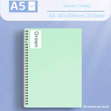 1pc A5/B5 Muted Color PP Cover Spiral Notebook (80 Sheets/Book), Suitable For Students, Business, Office, Exams - Lined Notebook, Memo Pad, Diary, Sketchbook, Workbook, Note-Taking