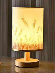 1pc Modern Nordic Linen Bedroom Lamp With Wooden Frame And Warm Led Usb Bedside Lamp, Suitable For Bedroom, Study, Etc.