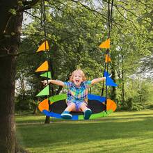 Outsunny Kid Nest Swing Seat Saucer Tree Swing 40 Inch/100cm Adjustable Rope Outdoor Indoor For Kids Over 3 Years Old Multi-Colour - Multicolor - View 1