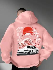 A Men'S Casual Stylish Japanese-Inspired Hoodie Featuring Mountain And Freedom Elements, Long-Sleeved Pullover, Regular Fit. - màu đen - Xem 11