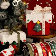 5yards 10mm Christmas Ribbon Printed Christmas Polyester Ribbon For Handmade Design Christmas Decoration Gift Packing