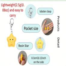 迷人的迷你星星钥匙扣，配有励志口袋拥抱卡 - 圣诞节、情人节、复活节、母亲节和父亲节的完美礼物，汽车配件包魅力学校字母可爱哥特 Y2k - 彩色 - 查看 3