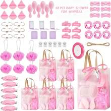 68 Pcs Baby Shower Party Prizes, Including Headbands, Hairbrushes, And Accompanying Gift Bags, Suitable For Baby Shower Party Game Prizes, Wedding Bridal Shower Party Small Gifts - Hồng - Xem 9