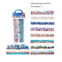 Zestaw 10 naklejek z motywem roślin oceanicznych w stylu vintage, długie paski z różnych materiałów do scrapbookingu, prowadzenia dziennika i majsterkowania - Wielokolorowe - Zobacz 15