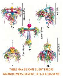 1pc Parrot Chewing Hanging Toy, 5 Assorted Shapes, Handwoven Wood Fiber, Bird Cage Accessory, Random Color