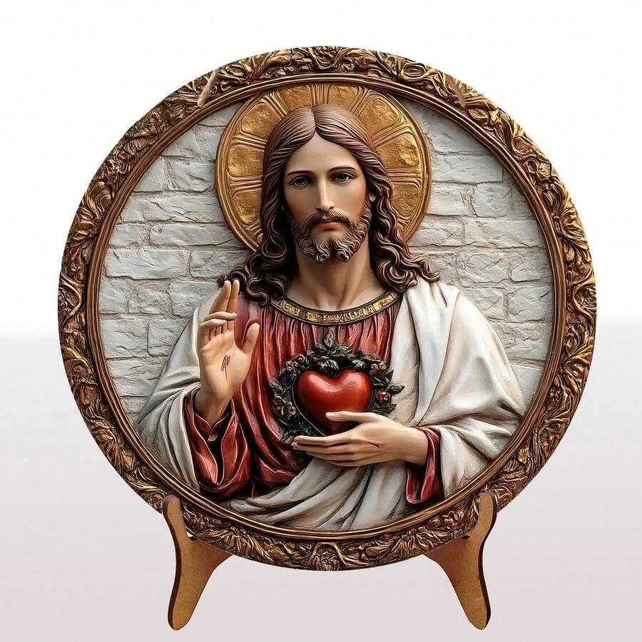 Round Decorative Plate With Table And Shelf Support 20cm In Diameter - P07 - 查看 1