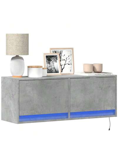 VidaXL TV Wand Unit LED Lighting 100x31x35 Cm Concrete Grijs