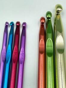 7pcs Jumbo Crochet Hook Set - Oxidized Aluminum Material, Suitable For Bulky Knitting, Great For Blanket & Rug Crochet, Random Color Hooks, Sizes 6.5mm, 7.0mm, 8.0mm, 9.0mm, 10.0mm, 12.0mm, 15.0mm - Multicolor - View 3
