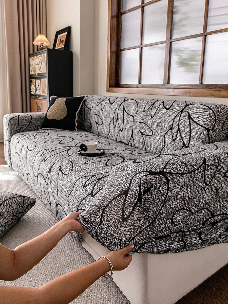 1 bộ bọc ghế sofa cổ điển co giãn, thiết kế hình chữ T - Vải có thể giặt máy, kháng khuẩn và mềm mại, phù hợp với ghế bành, ghế đôi, ghế 3 chỗ và 4 chỗ. - Xám - Xem 1
