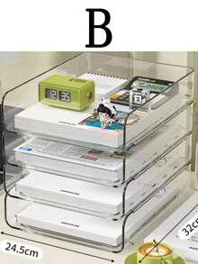 1 pieza Organizador de escritorio, caja de almacenamiento de doble capa para suministros de escritorio, soporte de archivos para oficina y estudiantes