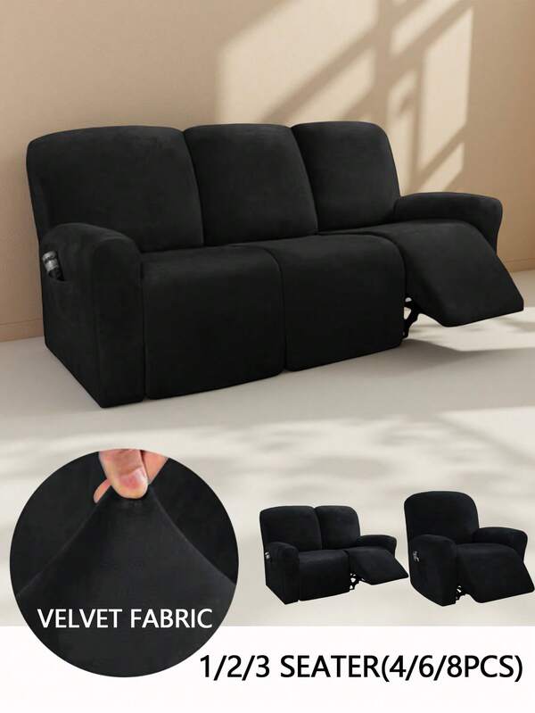 1pc Silver Fox Velvet Recliner Sofa Cover