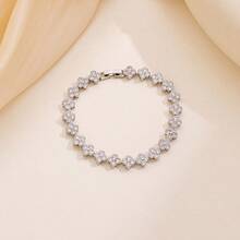 Minimalist Stylish Four-Leaf Clover Zirconia Stainless Steel Bracelet & Bangle Set For Women, Suitable For Daily Wear, Parties, Couple Dates, Gifts