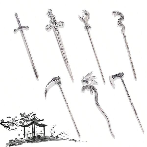 Pasador de pelo de hoz de aleación 2025 nuevo, accesorio de pelo con diseño de dragón lindo, extensión de moño, creador de moño, pieza de pelo de moño, pasadores para el peinado, pasadores para el cabello, horquillas