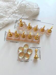 3D 亚克力极光冰透明格子美甲支架练习架美甲装饰套装，包含树脂水晶球、钻石、复古花卉激光设计，适用于 DIY、家居、户外、女性、母亲、姐妹、妻子、女朋友、婚礼、美甲沙龙、情人节